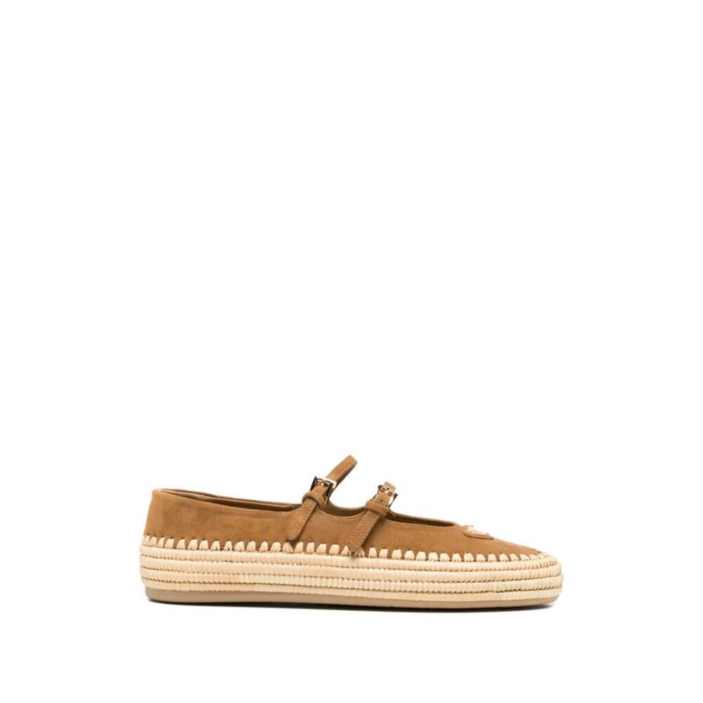 Prada Women Camel Suede Ballerinas